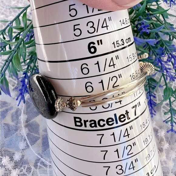 Vintage Natural Jet Black Obsidian Bracelet - Picture 8 of 10